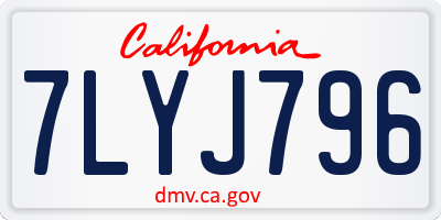 CA license plate 7LYJ796