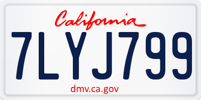 CA license plate 7LYJ799