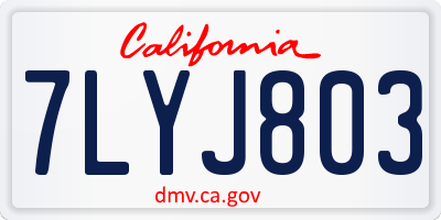 CA license plate 7LYJ803