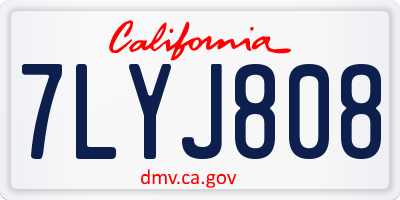 CA license plate 7LYJ808