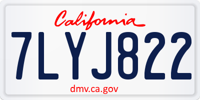 CA license plate 7LYJ822