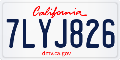 CA license plate 7LYJ826