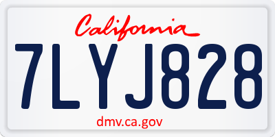 CA license plate 7LYJ828