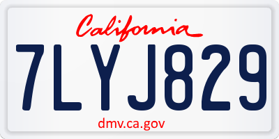 CA license plate 7LYJ829