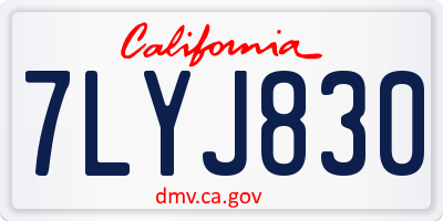 CA license plate 7LYJ830