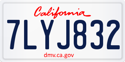 CA license plate 7LYJ832