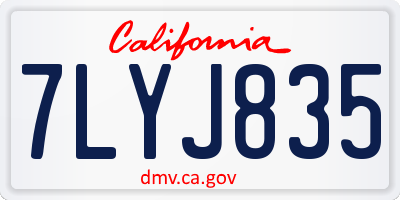 CA license plate 7LYJ835