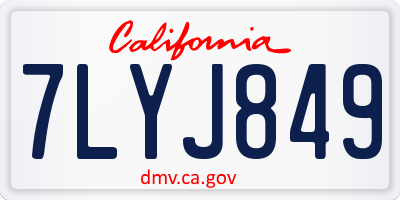 CA license plate 7LYJ849
