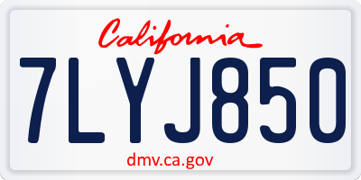 CA license plate 7LYJ850