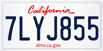 CA license plate 7LYJ855