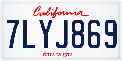 CA license plate 7LYJ869