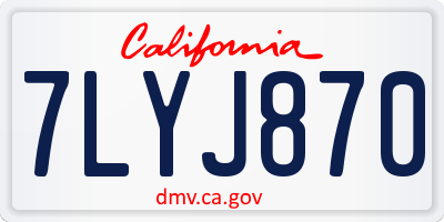 CA license plate 7LYJ870
