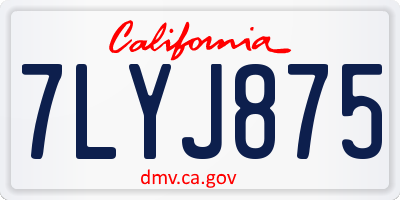 CA license plate 7LYJ875