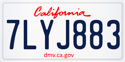 CA license plate 7LYJ883