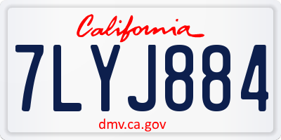 CA license plate 7LYJ884