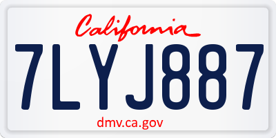 CA license plate 7LYJ887