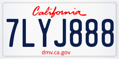 CA license plate 7LYJ888