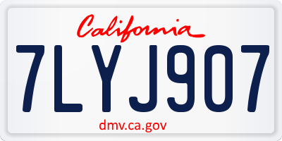 CA license plate 7LYJ907