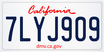 CA license plate 7LYJ909