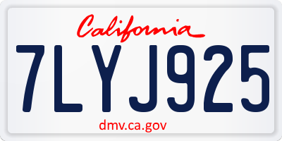 CA license plate 7LYJ925
