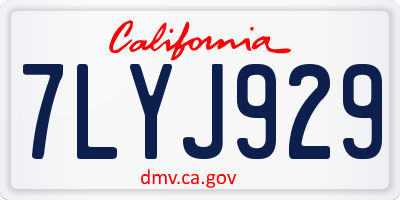 CA license plate 7LYJ929