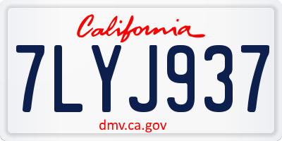 CA license plate 7LYJ937