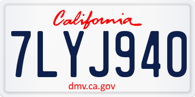 CA license plate 7LYJ940
