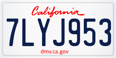 CA license plate 7LYJ953
