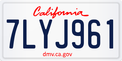 CA license plate 7LYJ961