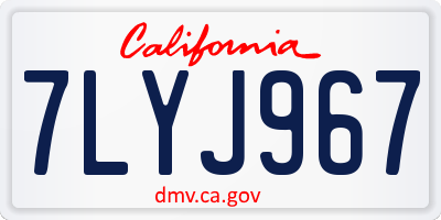 CA license plate 7LYJ967