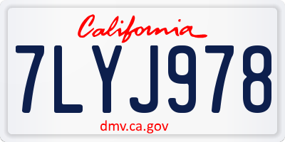 CA license plate 7LYJ978