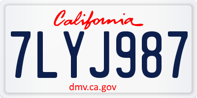 CA license plate 7LYJ987