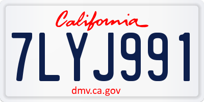 CA license plate 7LYJ991
