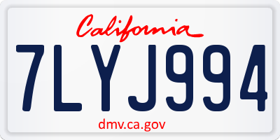 CA license plate 7LYJ994