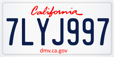 CA license plate 7LYJ997
