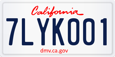 CA license plate 7LYK001