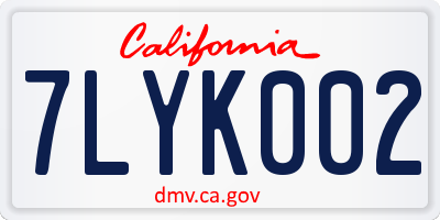 CA license plate 7LYK002