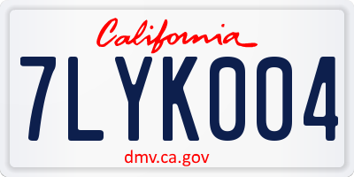 CA license plate 7LYK004
