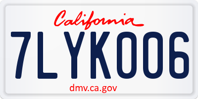 CA license plate 7LYK006