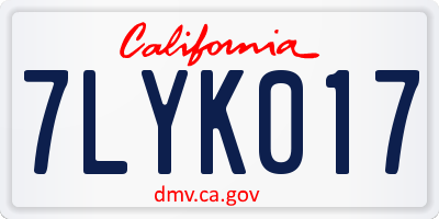 CA license plate 7LYK017