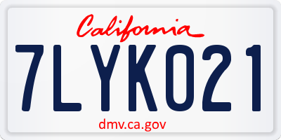 CA license plate 7LYK021