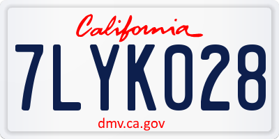CA license plate 7LYK028