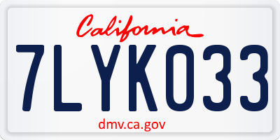 CA license plate 7LYK033