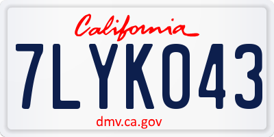CA license plate 7LYK043