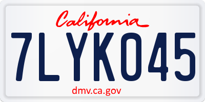 CA license plate 7LYK045