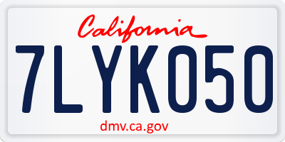 CA license plate 7LYK050