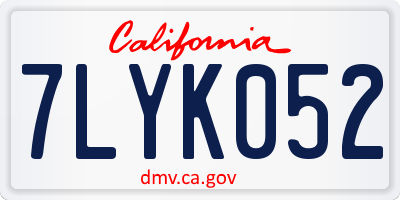 CA license plate 7LYK052