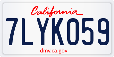CA license plate 7LYK059
