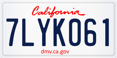 CA license plate 7LYK061