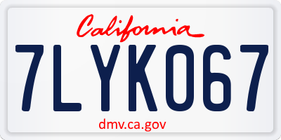 CA license plate 7LYK067